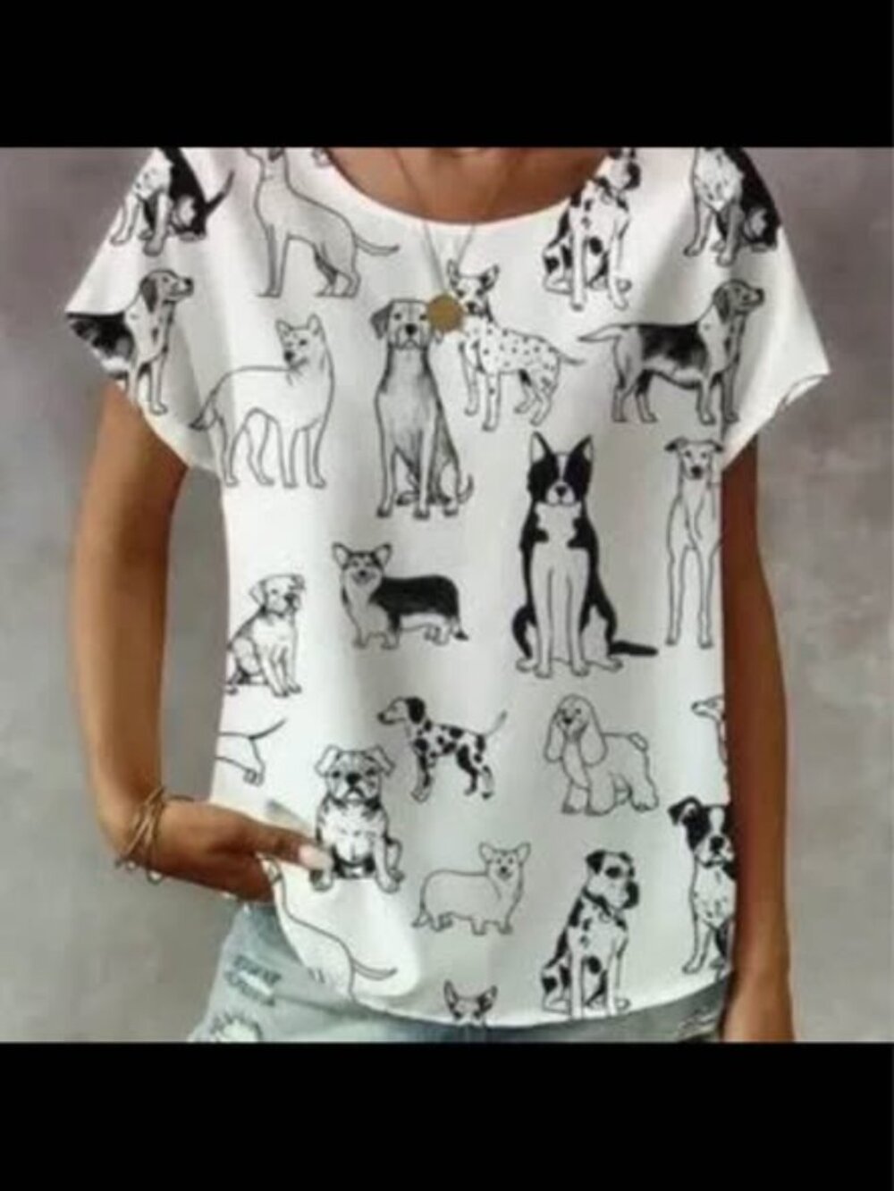 Ladies XL Shirt White with black dog design New 10.00